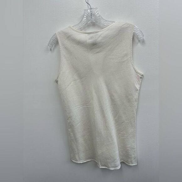 Vintage Y2K White Linen Sleeveless Floral Embroidered Tunic Top Size S - Picture 9 of 11
